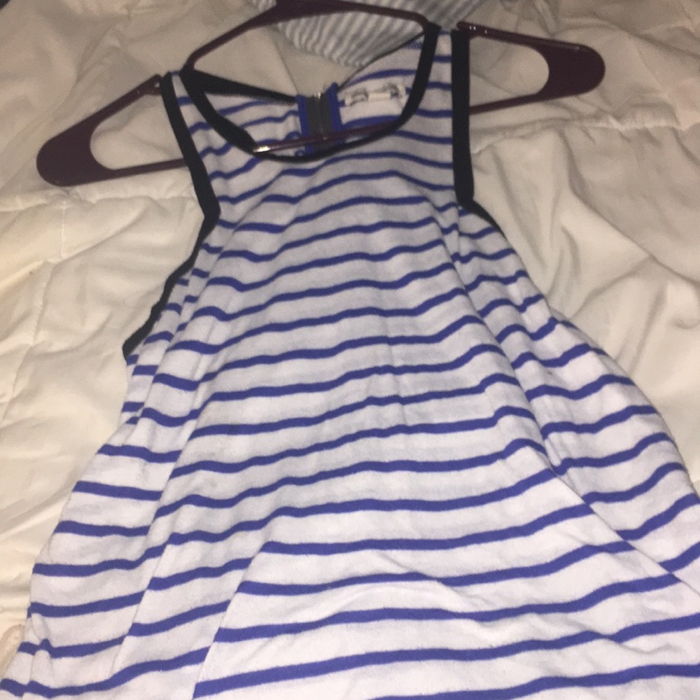 Blue white striped tank